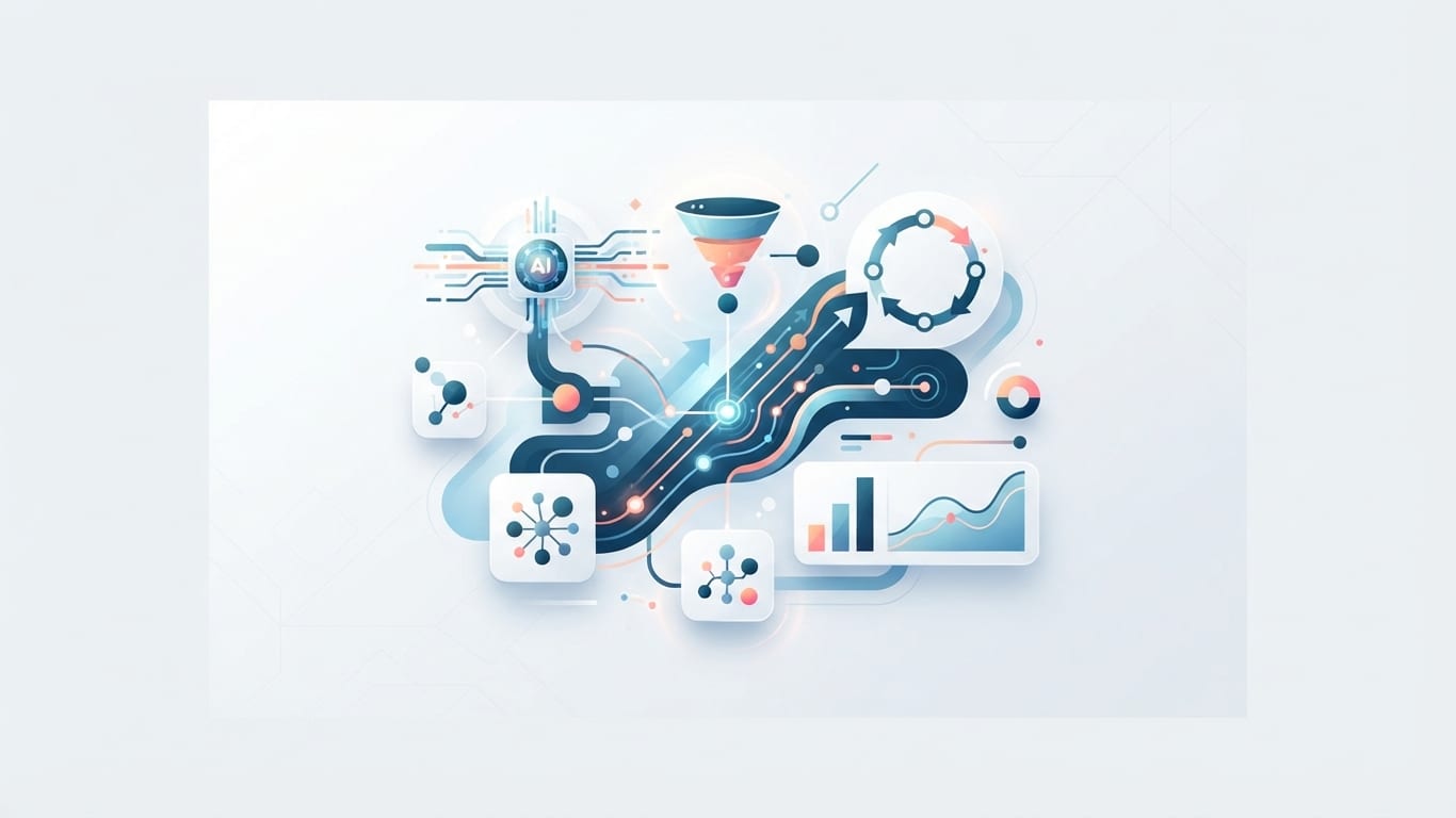 Digital marketing dashboard showing AI analytics and workflow automation
