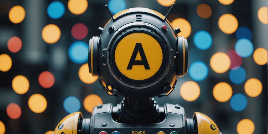 AI chatbot with political news headlines and caution symbol