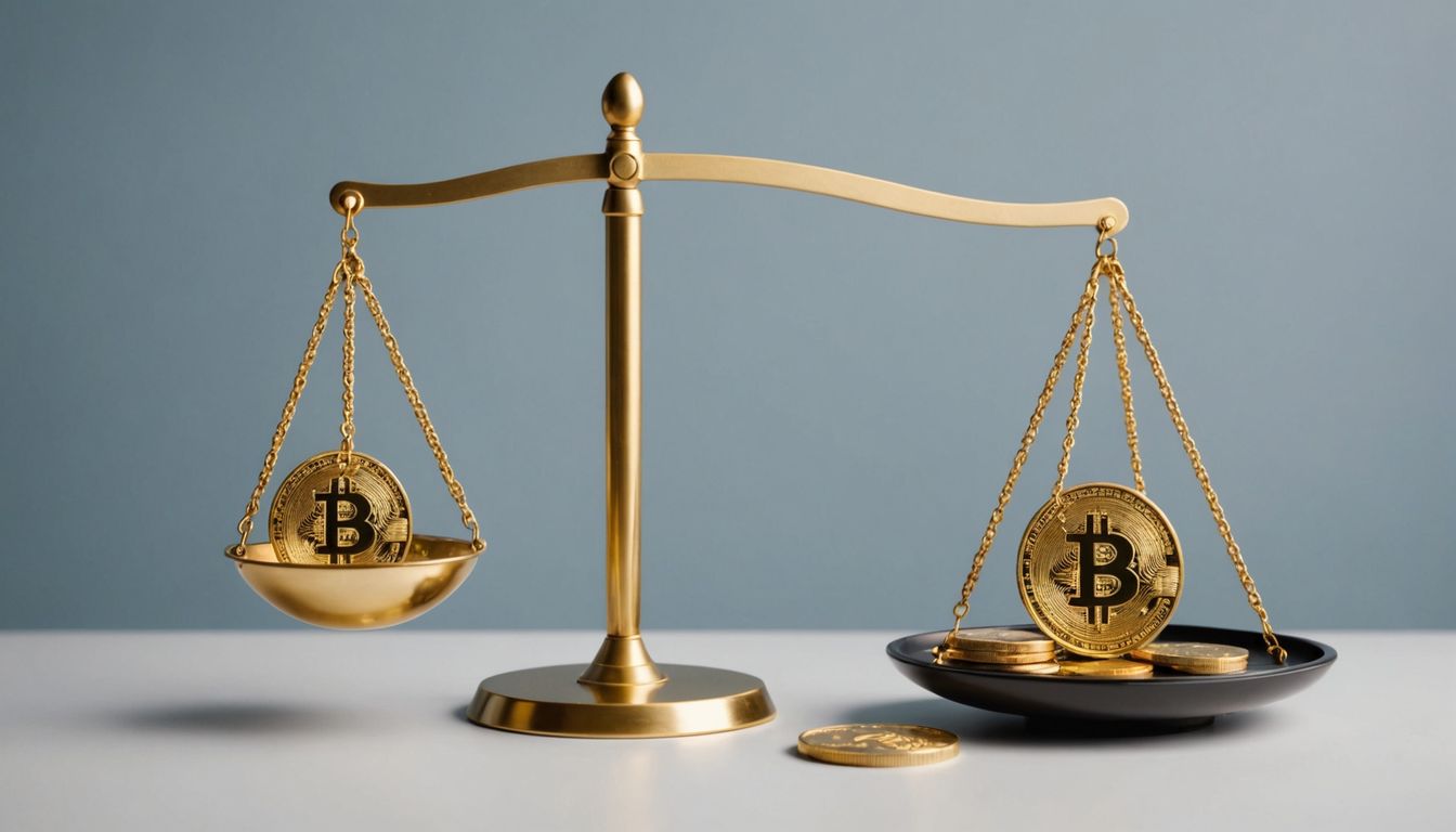 Scale with coin and question mark Scale with coin and question mark.