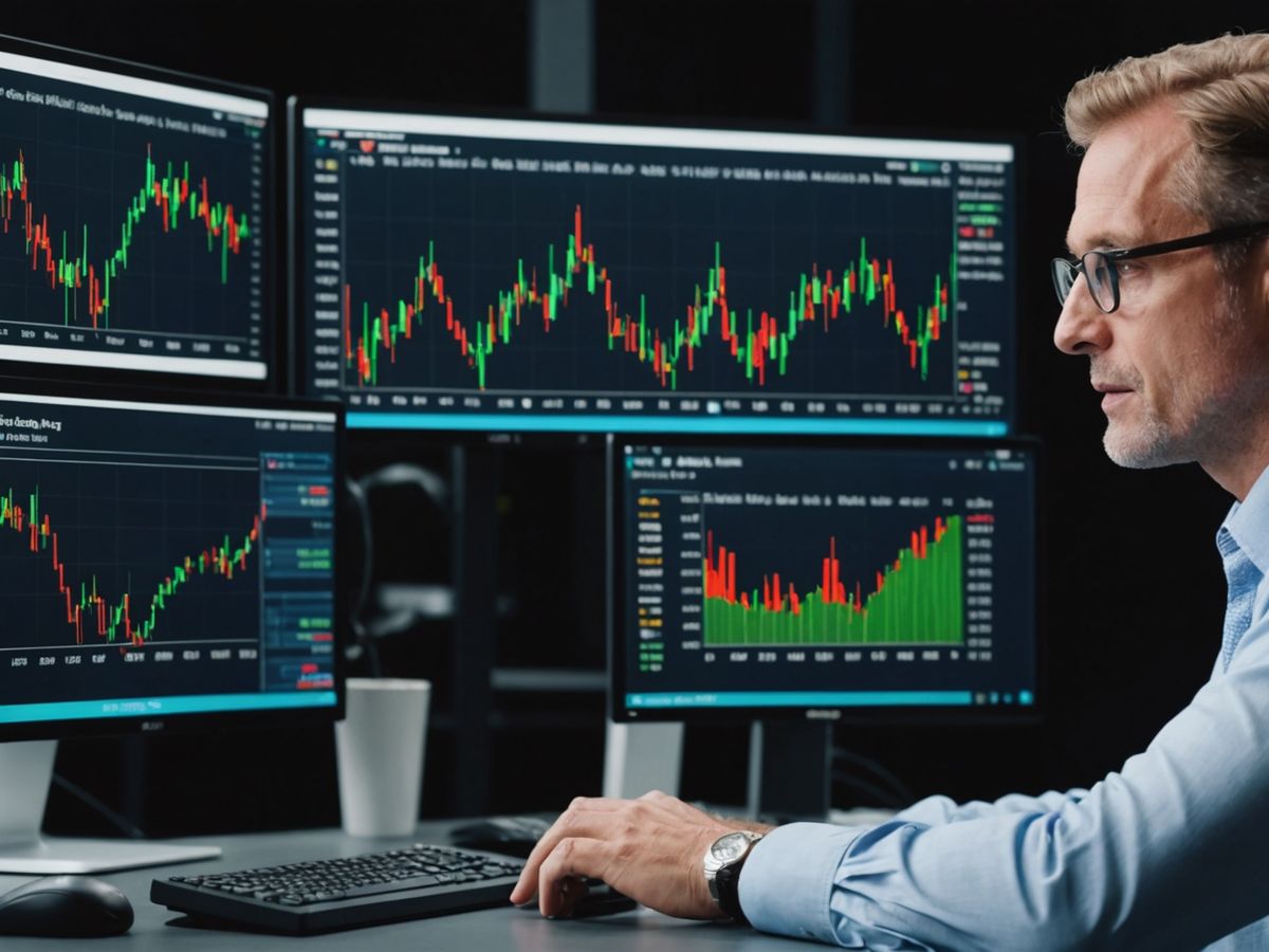 Investor analyzing stock charts on computer