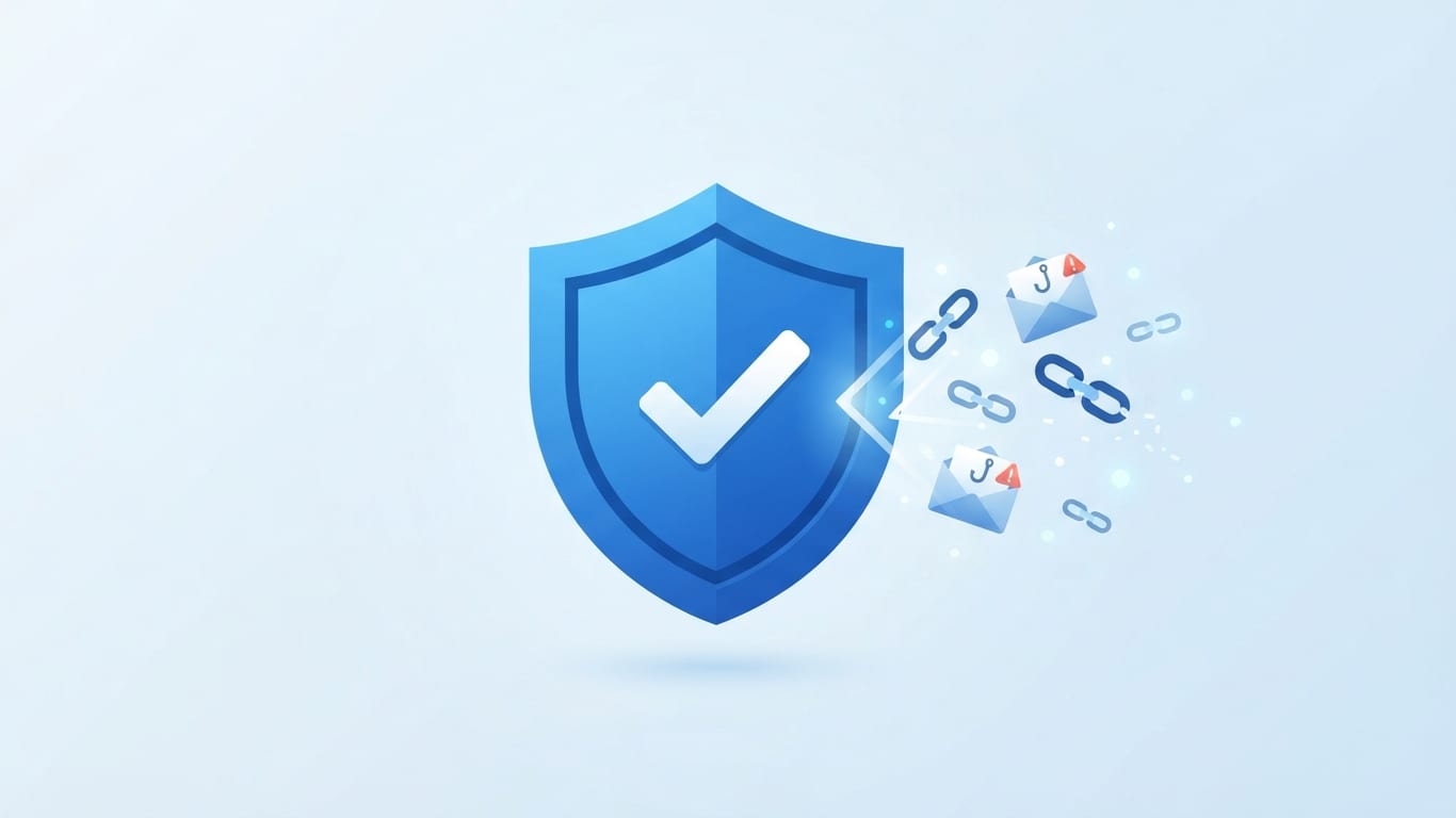 Cybersecurity shield blocking phishing emails