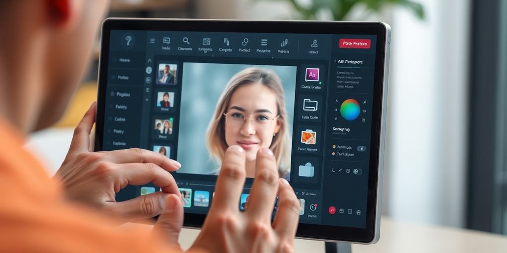 User editing photos with AI tools on a screen.