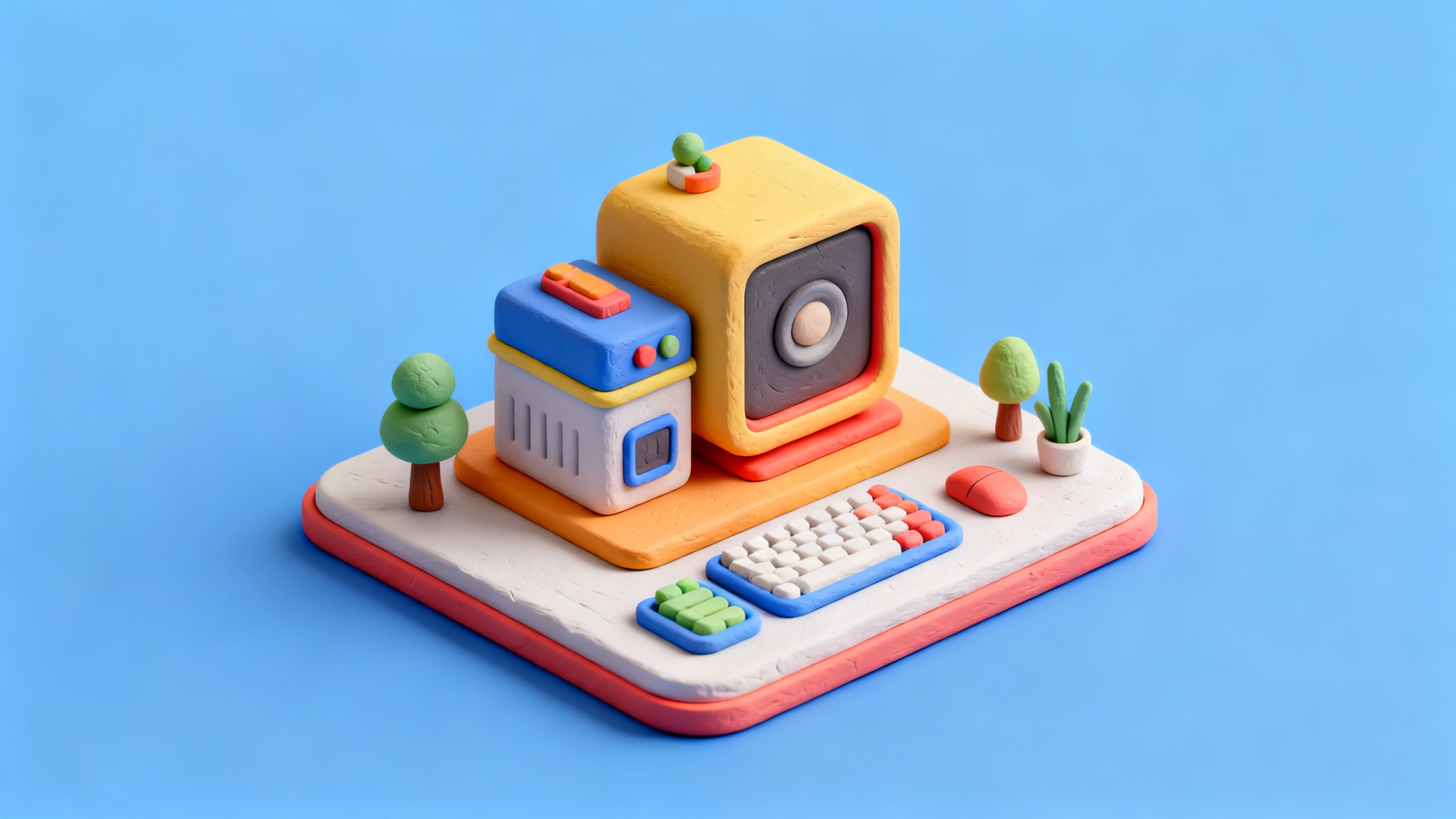 3D isometric illustration, highly detailed, clean vibrant colored background, soft studio lighting, clay render, modern tech aesthetic, octane render