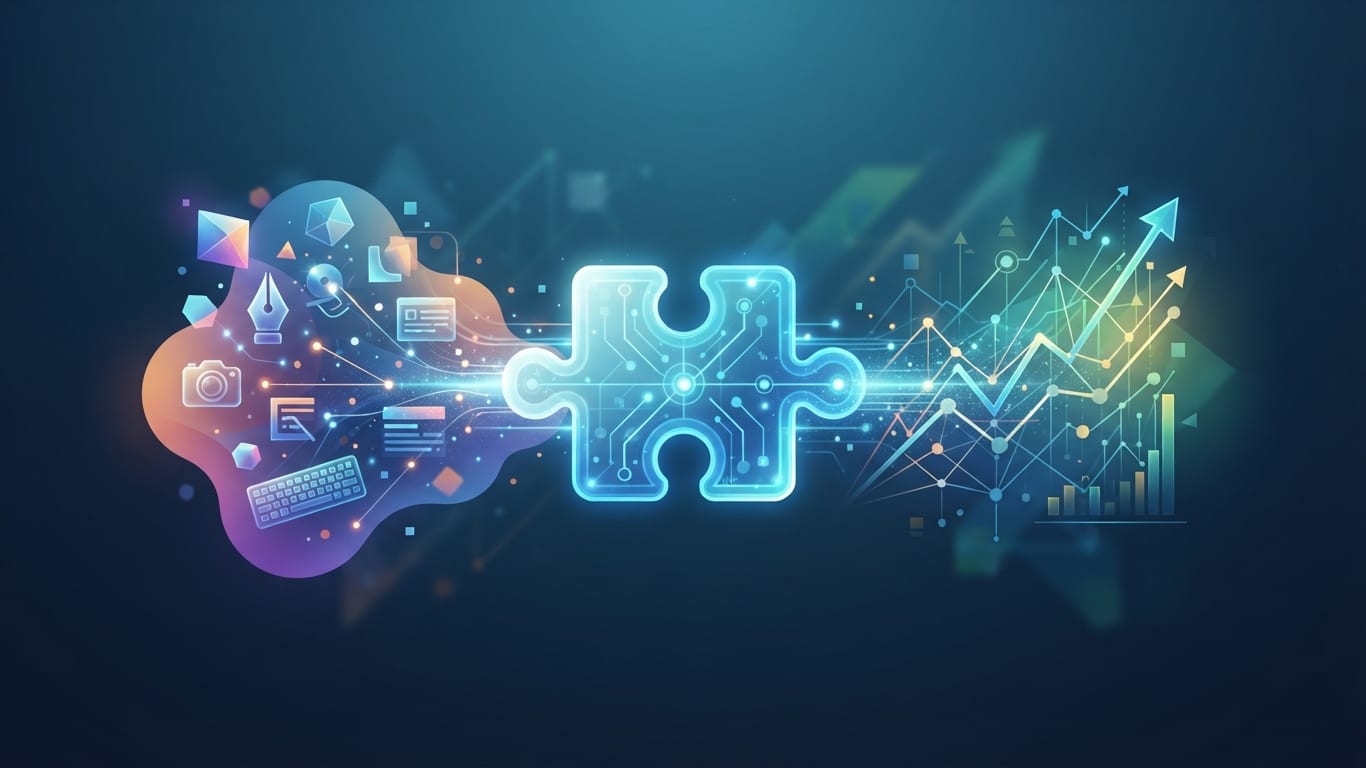 Digital puzzle pieces connecting content marketing and SEO