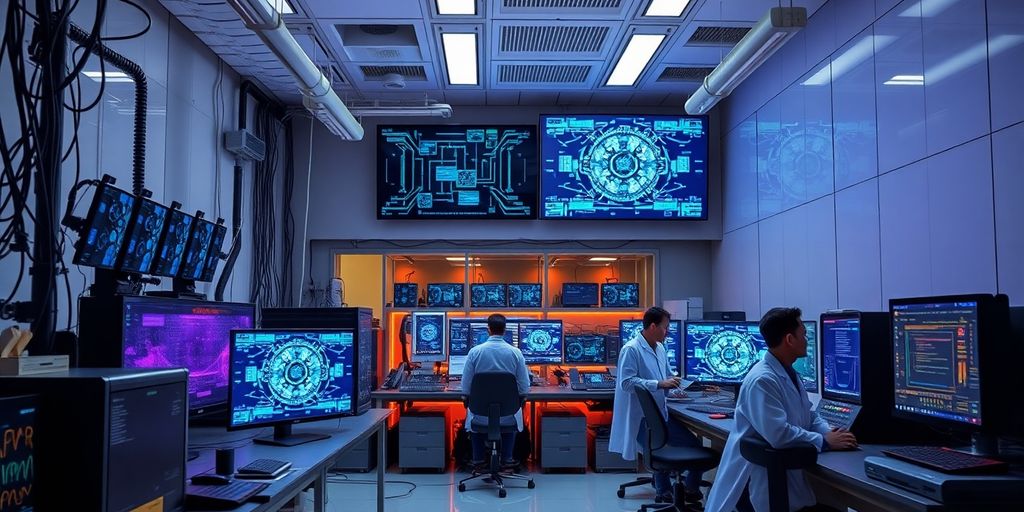 AI robot engaging with a digital interface. Modern AI robot engaging with a digital interface.
