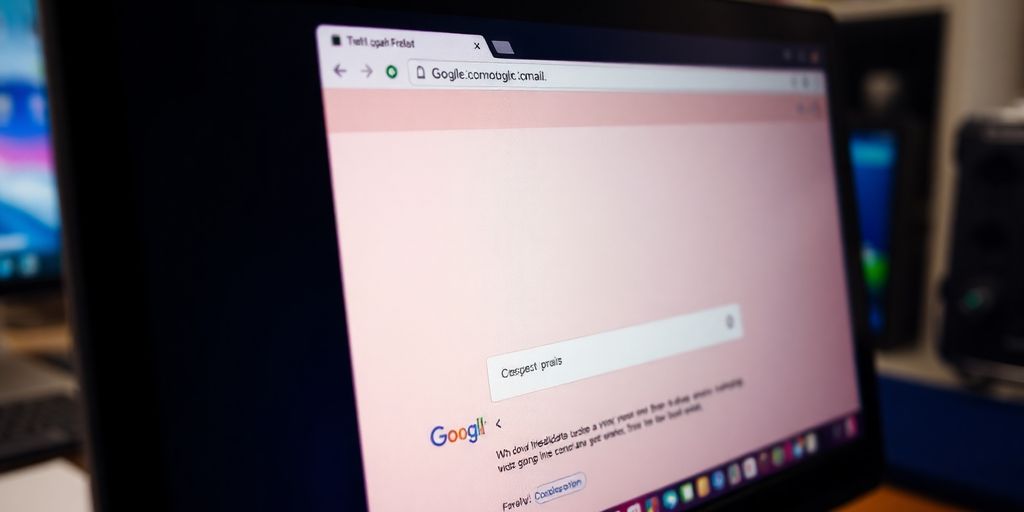 Close-up of a fake Gmail inbox on a computer screen.