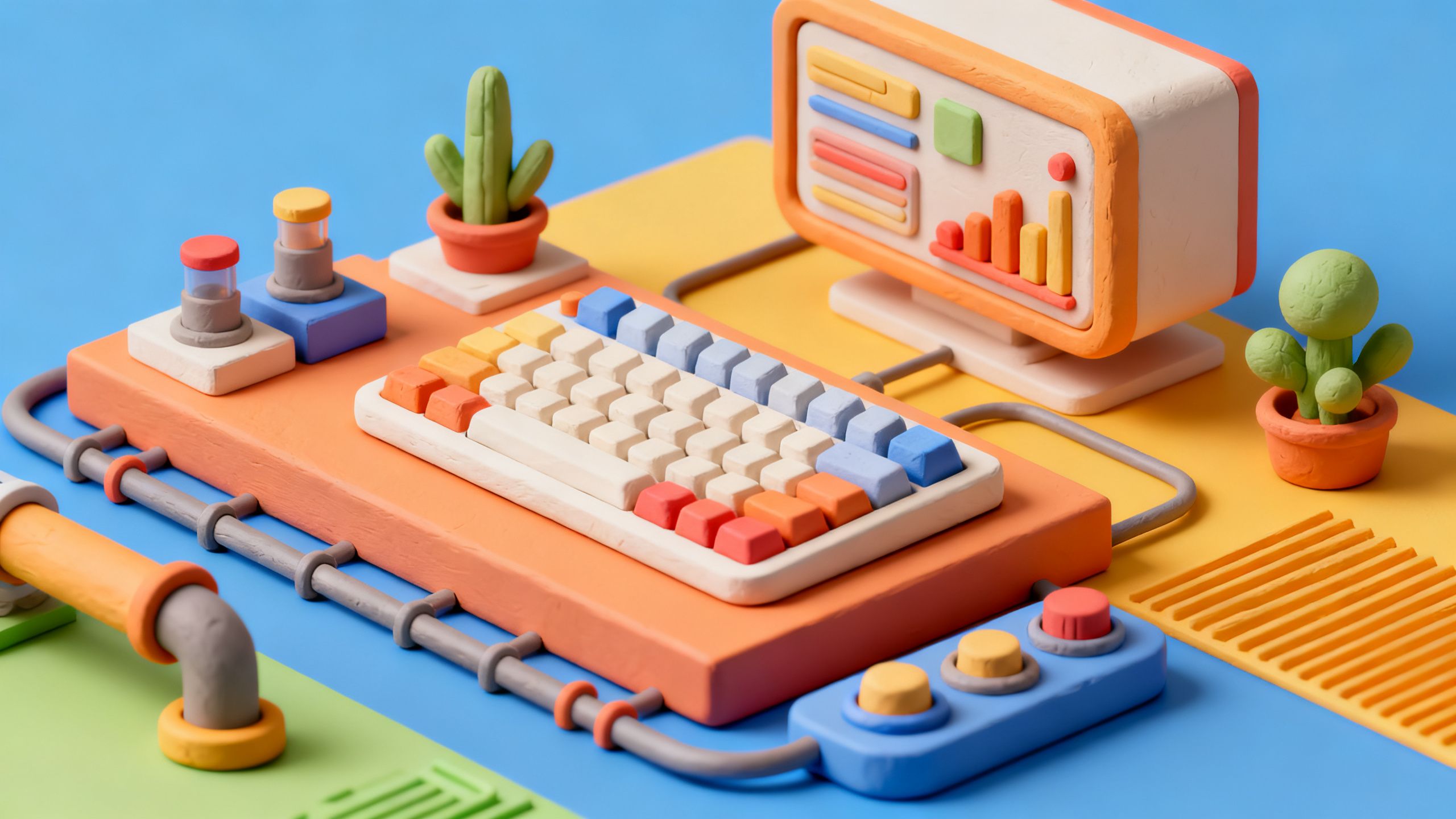 3D isometric illustration, highly detailed, clean vibrant colored background, soft studio lighting, clay render, modern tech aesthetic, octane render
