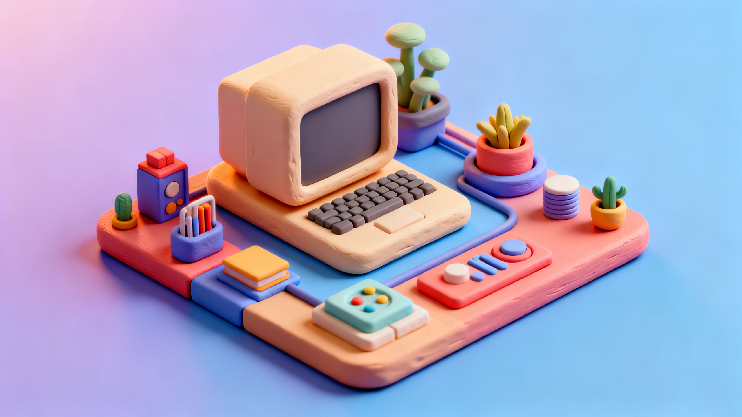 3D isometric illustration, highly detailed, clean vibrant colored background, soft studio lighting, clay render, modern tech aesthetic, octane render