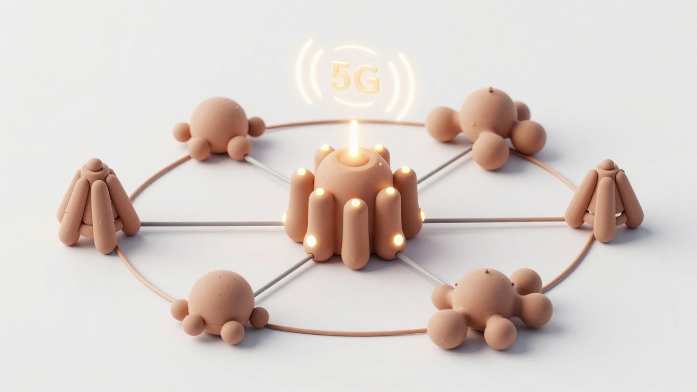 AI and 5G network integration illustration.