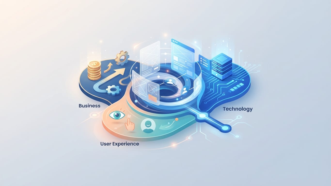 Digital illustration of cross-functional team collaboration