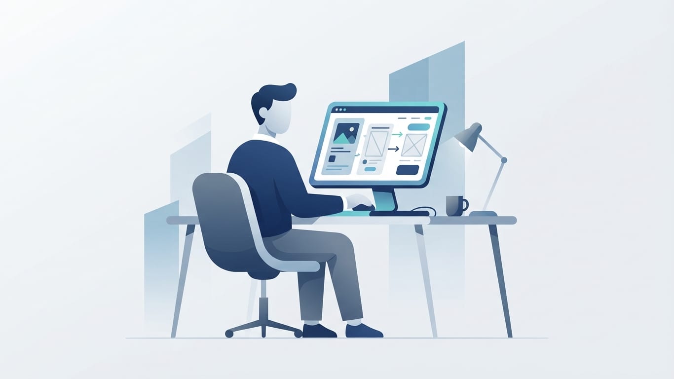 Product manager designing application features on a laptop