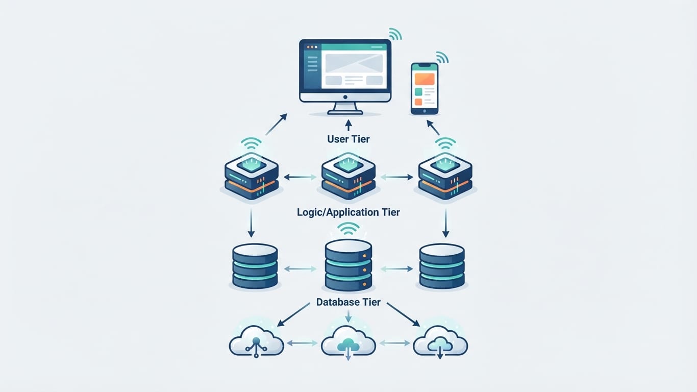 Diagram showing full-stack architecture layers