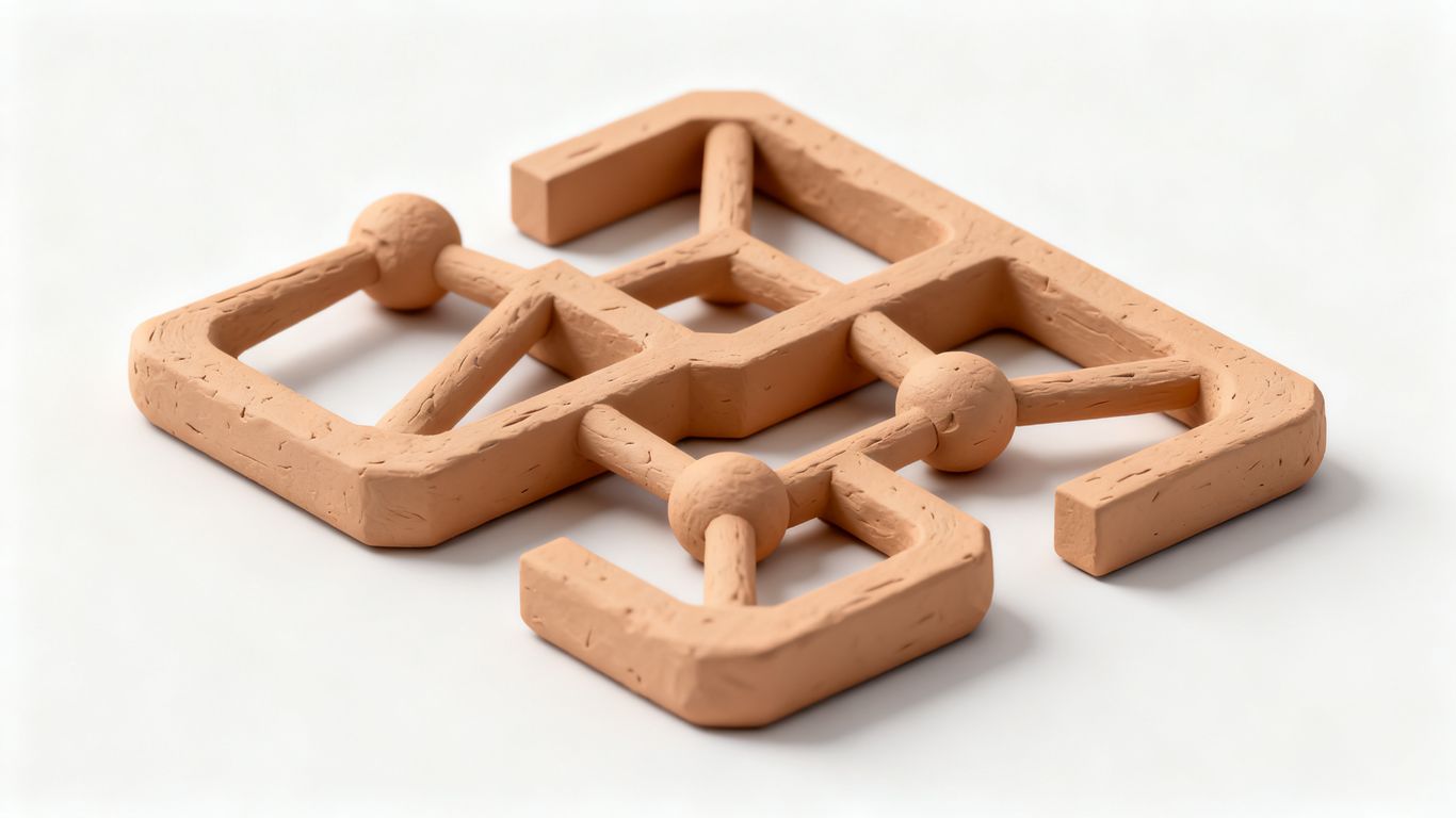 Abstract AI innovation shapes, 3D isometric illustration.