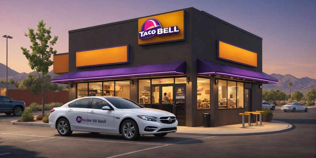 Car at Taco Bell AI drive-thru ordering station