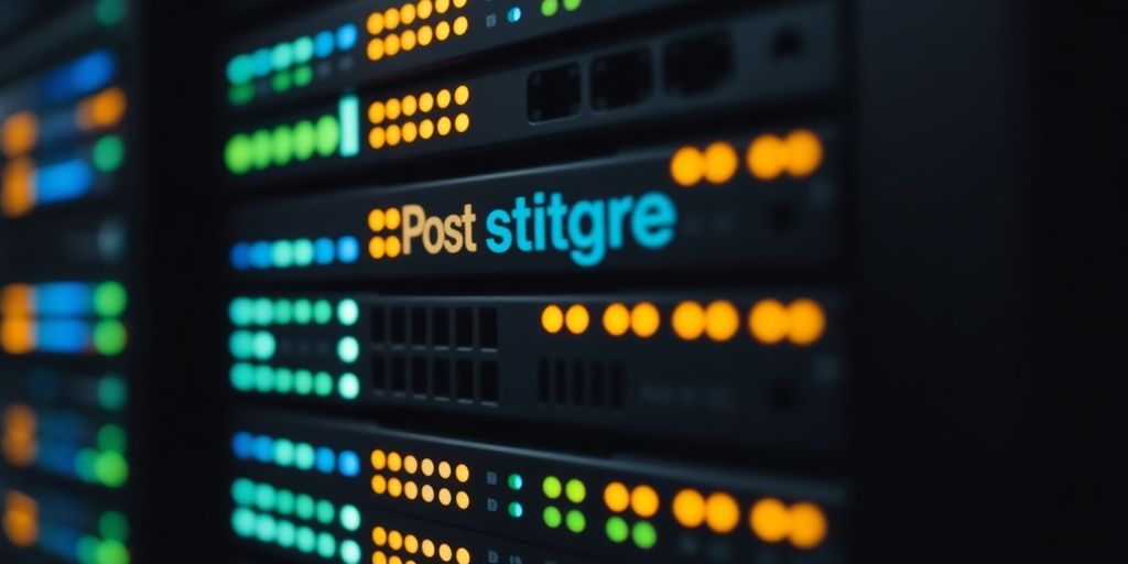 Database server with glowing indicators in a tech environment.