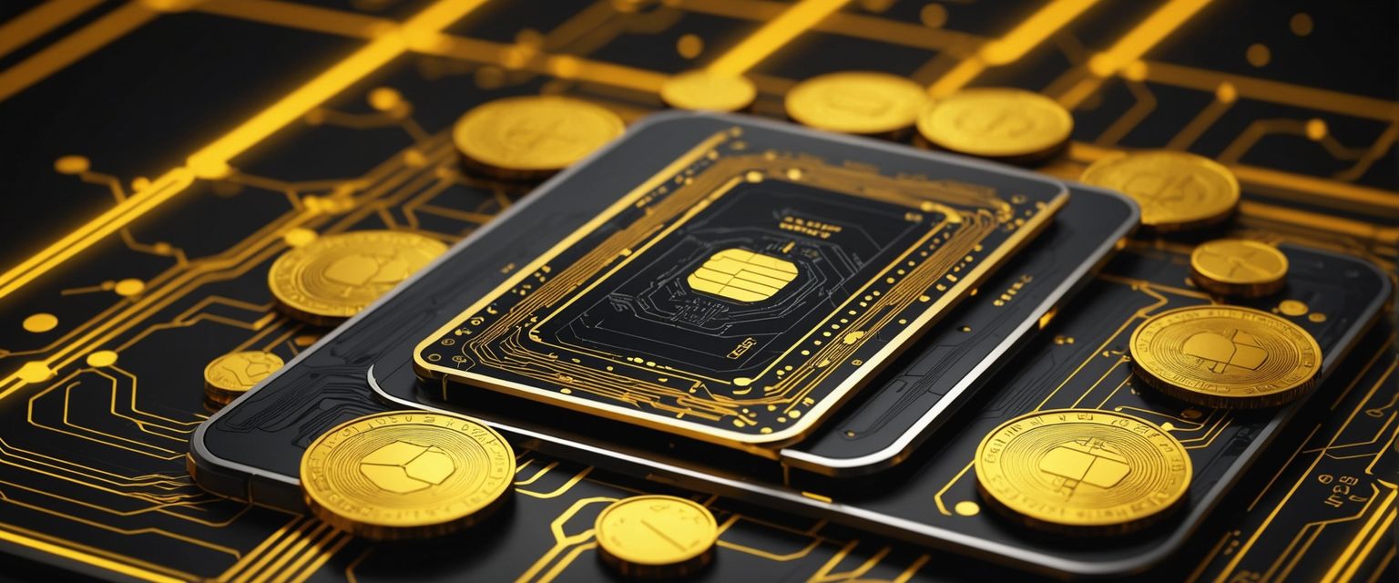 Digital wallet. Digital wallet with coins and circuit background