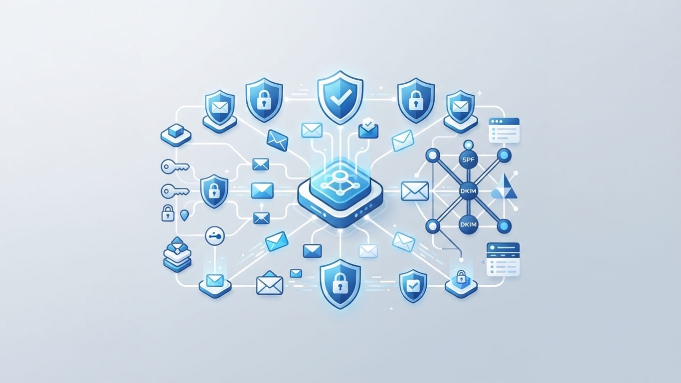 Technical email authentication symbols and shields