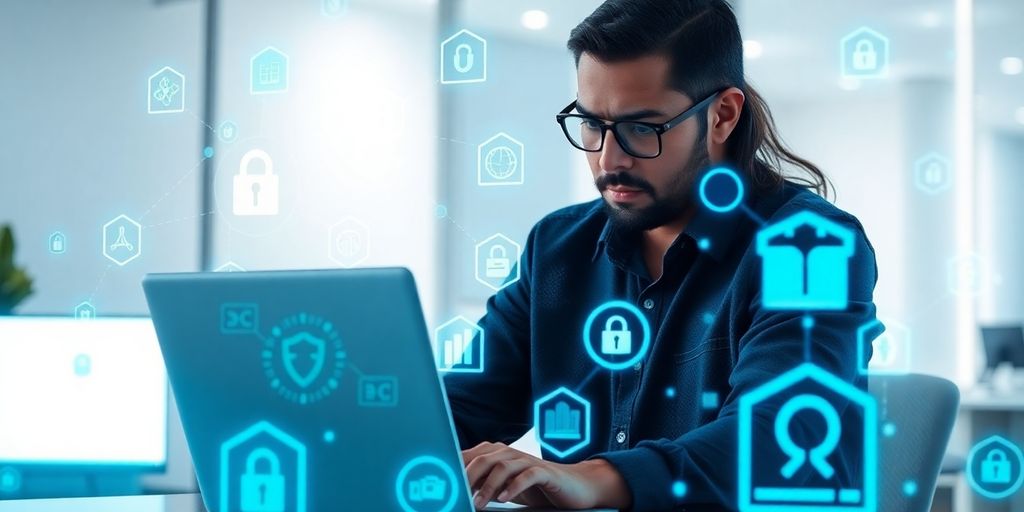 Cybersecurity expert. Photographic: TechMediaArchive. Cybersecurity expert working with AI security tools.