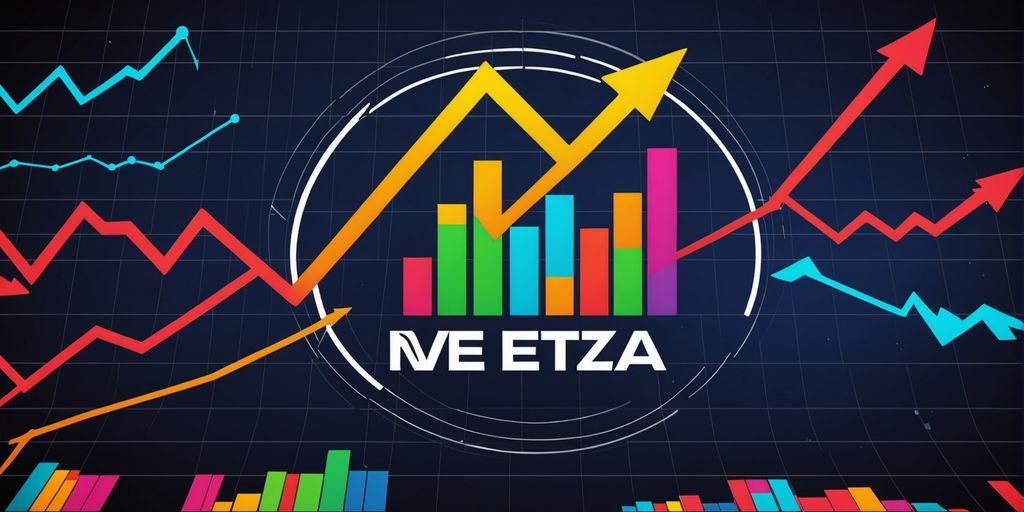 Meta logo with financial charts and upward trend arrow