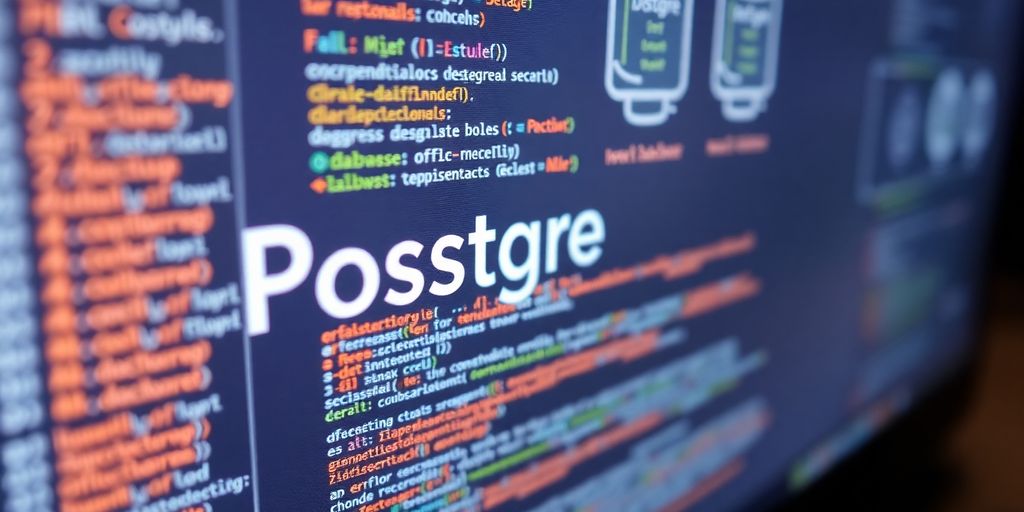 Computer screen with Postgres database management interface.