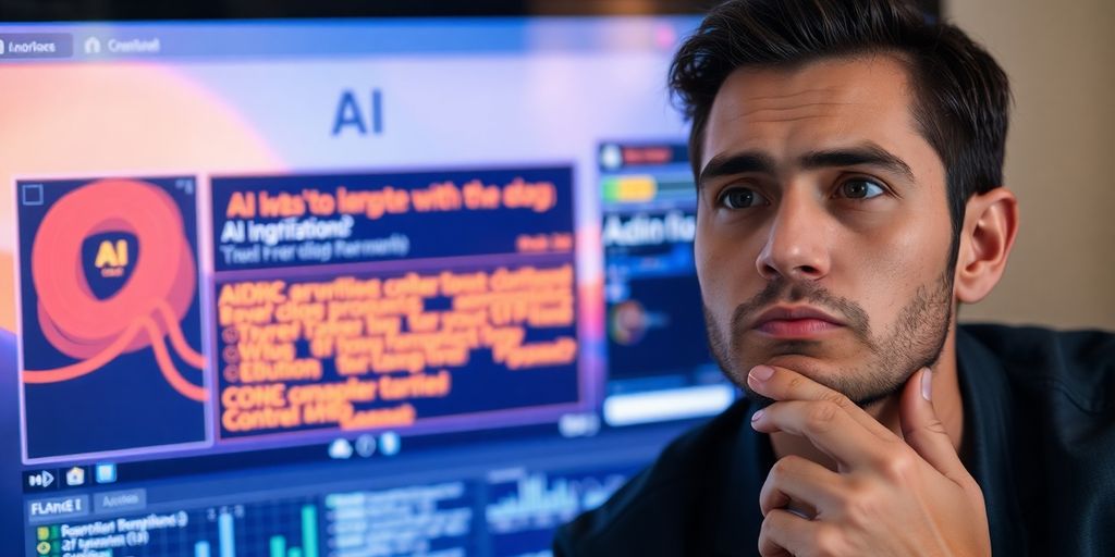 User puzzled by AI interface on computer screen.