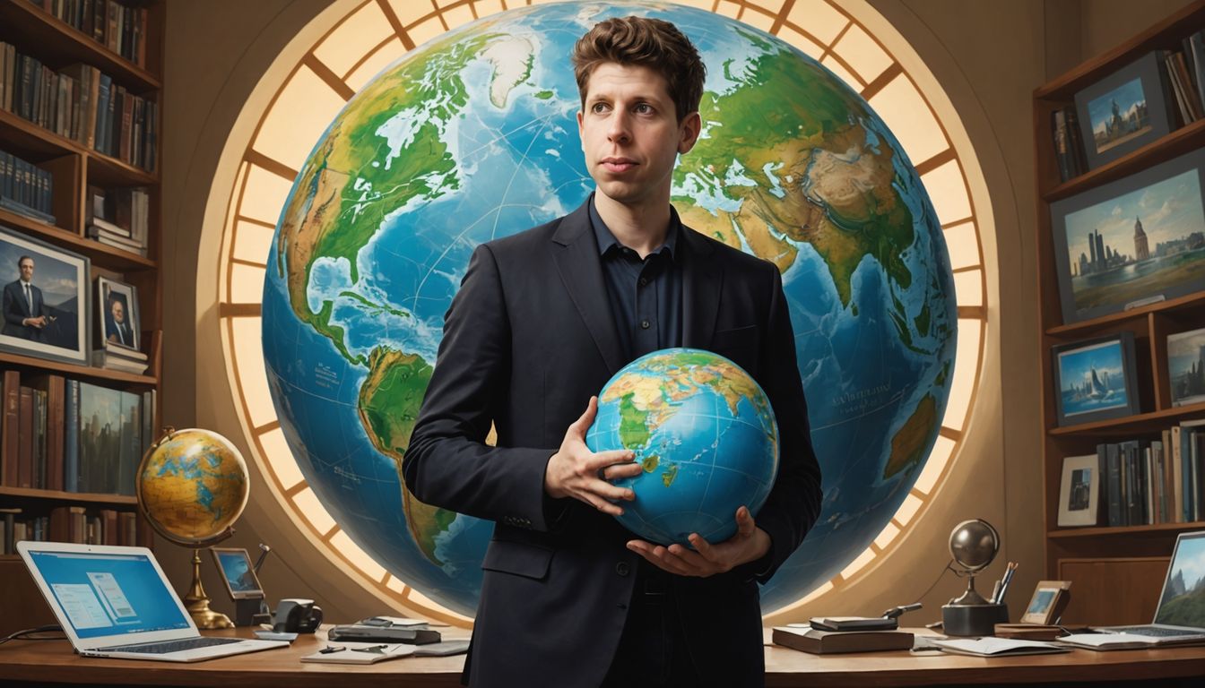 Sam Altman holding a globe Sam Altman holding a globe, representing his growing power.