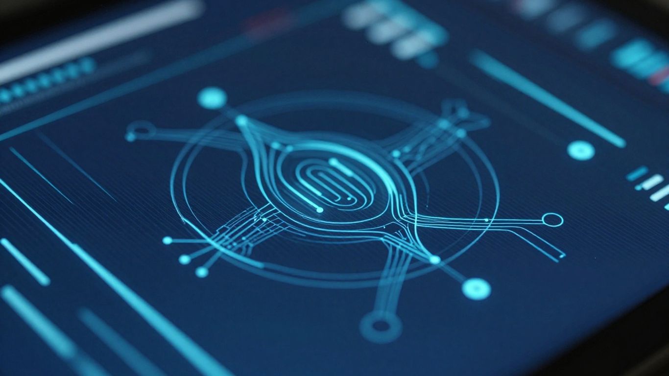 AI detector tool interface with glowing digital elements.