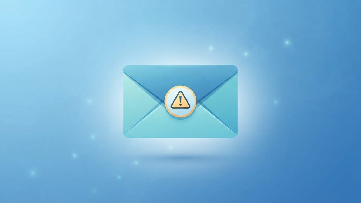 Digital envelope with a warning symbol representing a phishing email