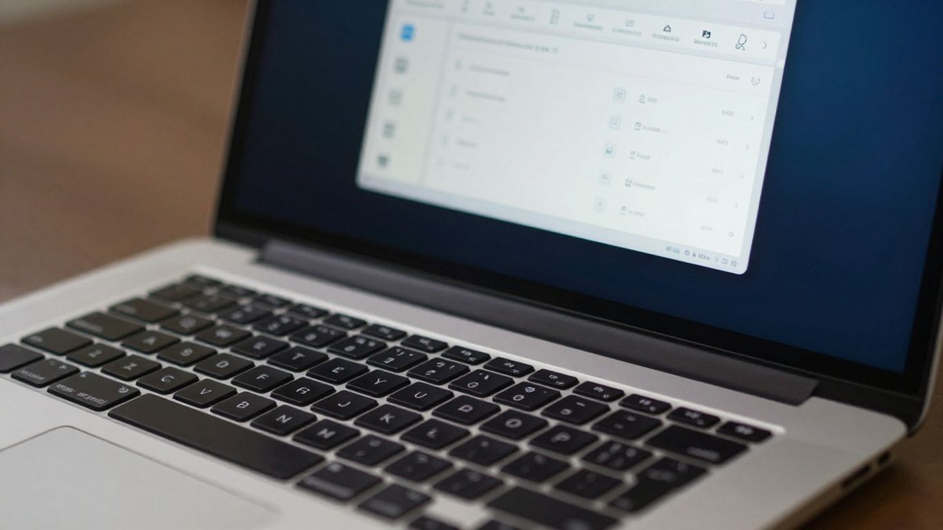 MacBook Pro screen with device management interface.